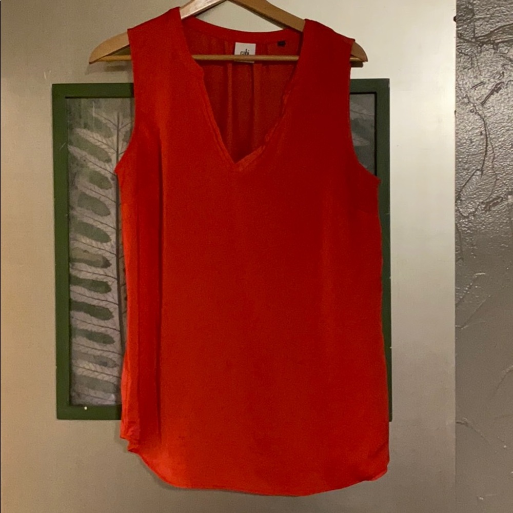 Orange-ish red sleeveless Cathy blouse